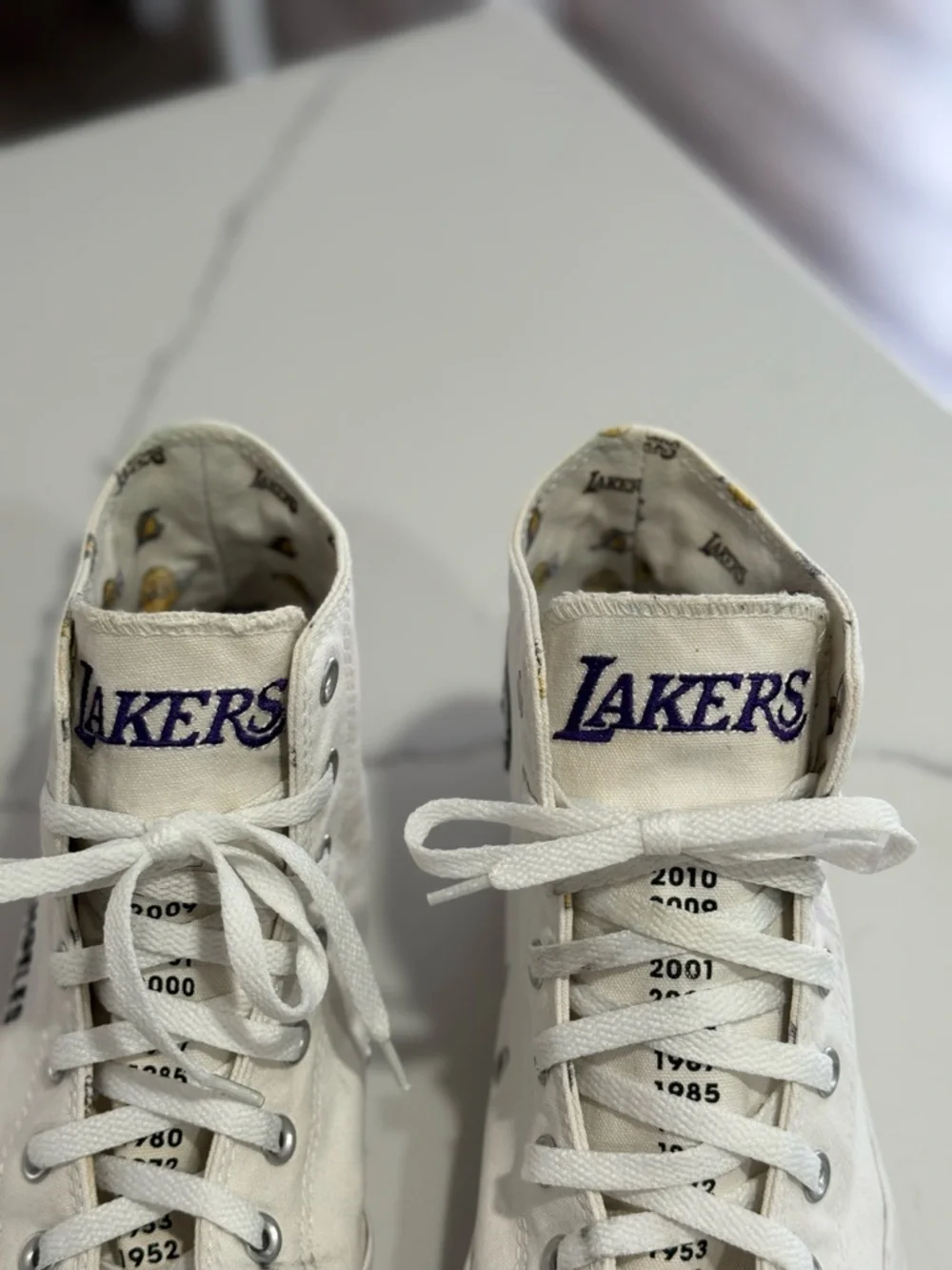 Lakers Converse White & Purple Men’s High-Top Sneakers - Picture 15 of 15